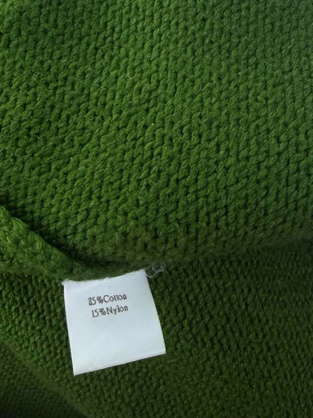Vintage Eileen Fisher Ribbed Knit Cotton Sweater Green Crew Neck Small